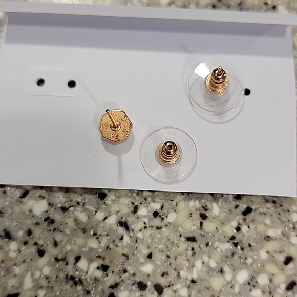 Kendra Scott Rose Gold Glitter Hexagon Druzy Stud Earrings - Picture 8 of 8